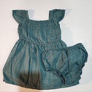 Cat & Jack Girls 2 Piece Green Dress with Bloomers Size 18 Months